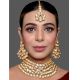 Mirror Stone Choker Necklace Set with Ruby Center and Matching Tikka